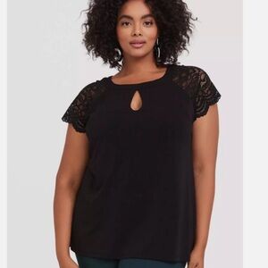 Torrid Black Lace Keyhole Blouse